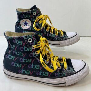 Converse High Top eBay Logo Sneakers Yellow Laces Ebayana Size Mens 7 Womens 9